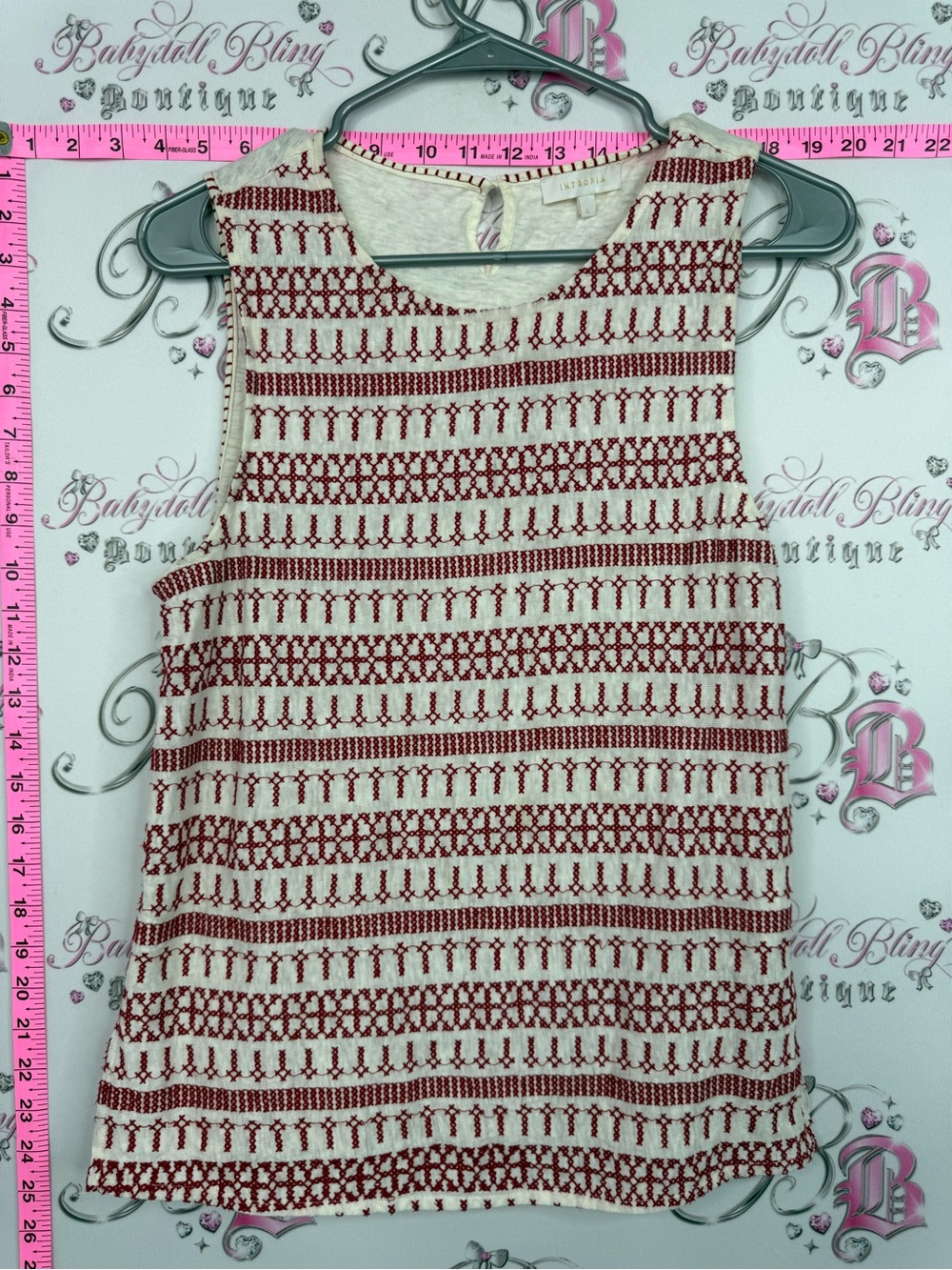 INTROPIA tank top Cream & Red Patterned Sleeveless Knit Tank